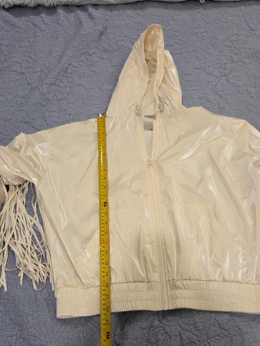 Pinko Siberiano Fringe windbreaker jacket in off-white Size M! - Picture 14 of 16